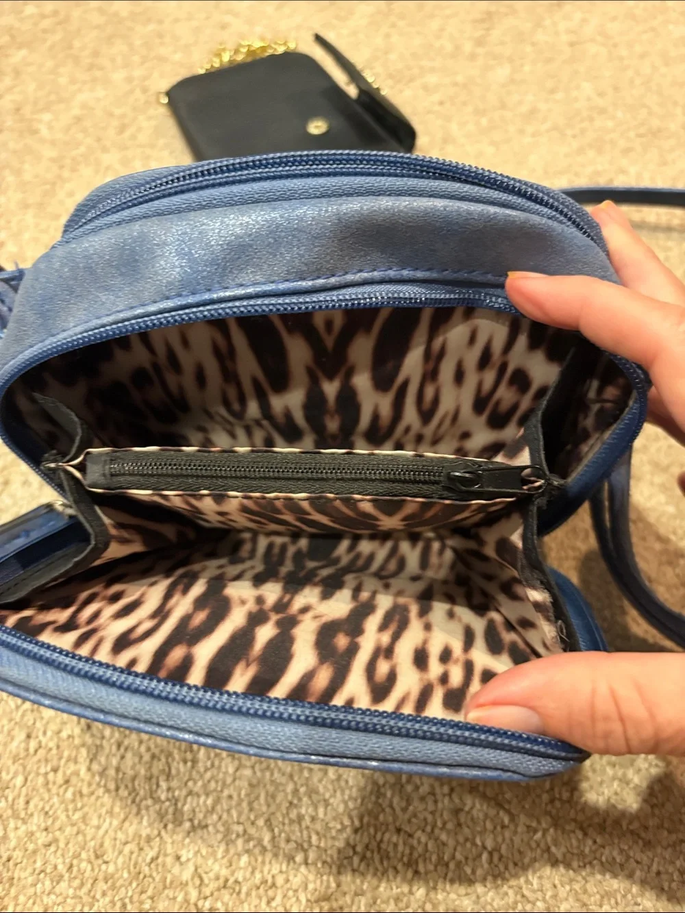 Nicole Miller Blue Faux-Leather Crossbody Shoulder Bag
